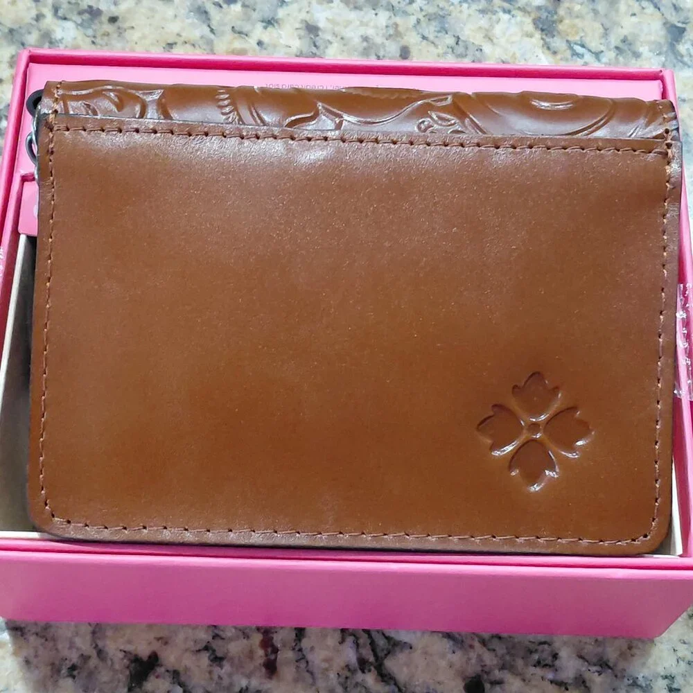 Patricia Nash Mini Lanza Leather Wallet Key Ring Tooled Floral NWT